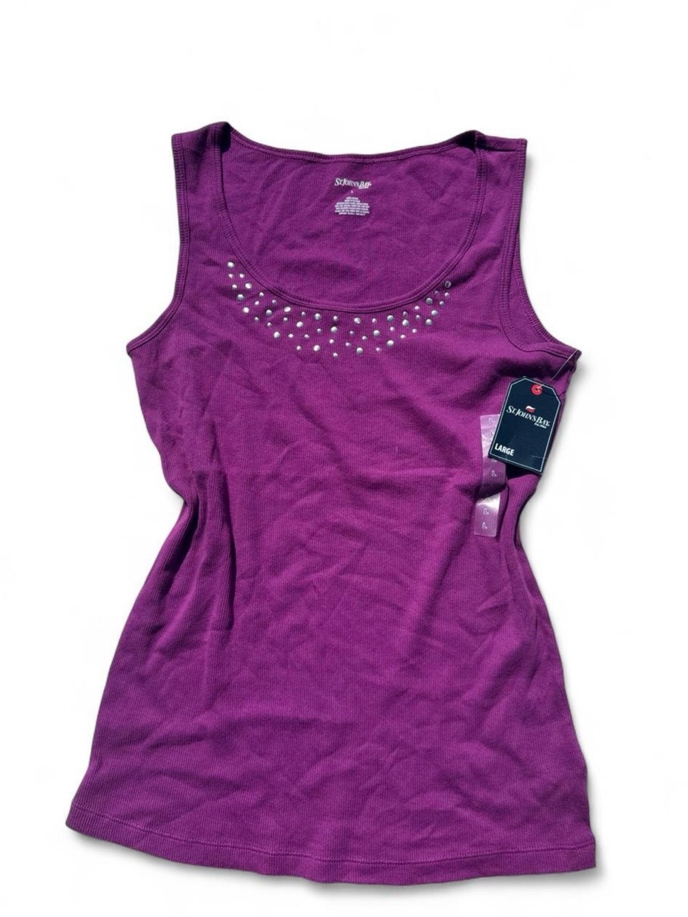 Women’s y2k mcbling St. John's Bay Purple Tank Top with Stud Accents
